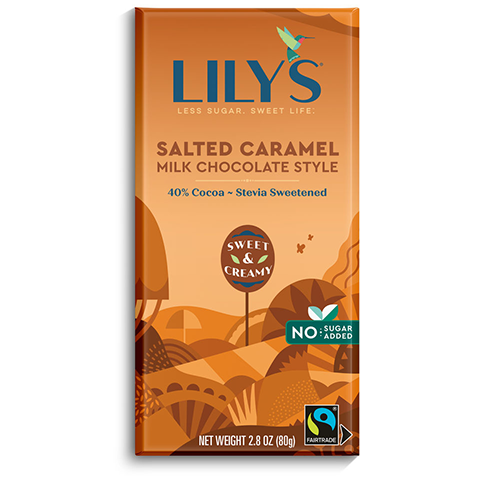 Lily's No Sugar Added Salted Caramel 2.8 oz. Bar - For fresh candy and great service, visit www.allcitycandy.com