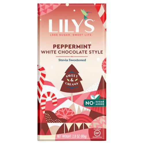 Lily's No Sugar Added Peppermint White Chocolate 2.8 oz. Bar - For fresh candy and great service, visit www.allcitycandy.com