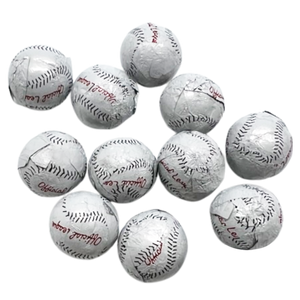 Madelaine Foil Wrapped Baseballs 2 lb. Bulk Bag - For fresh candy and great service, visit www.allcitycandy.com