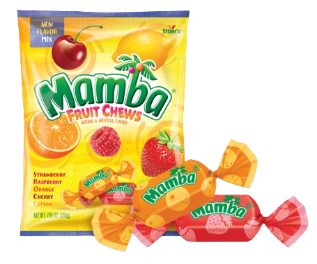 Mamba Fruit Chews Fruit Flavor Mix 7.05 oz. Bag - For fresh candy and great service, visit www.allcitycandy.com