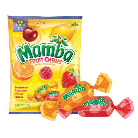 Mamba Fruit Chews Fruit Flavor Mix 7.05 oz. Bag - For fresh candy and great service, visit www.allcitycandy.com