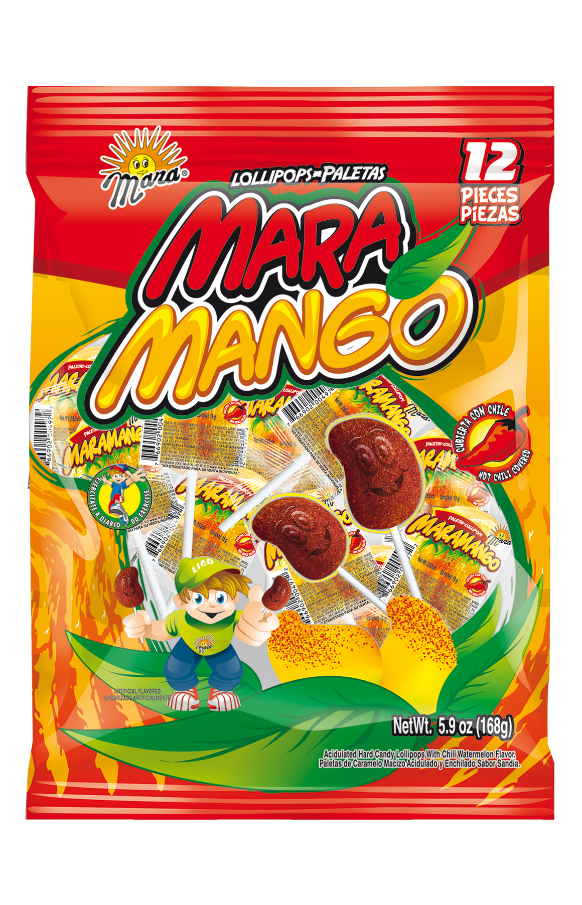 All City Candy Dulces Mara Mara Mango Con Chile 10 piece Pops 5.9 oz. Bag - For fresh candy and great service, visit www.allcitycandy.com