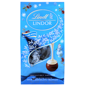 Lindt Lindor Holiday Milk with White Chocolate Truffles 5.1 oz. Bag - For fresh candy and great service, visit www.allcitycandy.com
