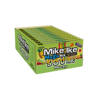 Mike and Ike Mike and Ike Mega Mix Sour 4.25 oz. Theater Box Case of 12 - Visit www.allcitycandy.com for fresh candy and great service.