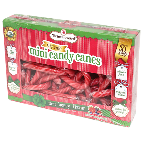 Torie and Howard Organic Mini Candy Canes Tart Berry 6.35 oz. Box - For fresh candy and great service, visit www.allcitycandy.com