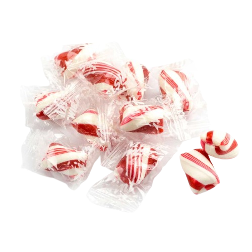 All City Candy Red and White Striped Peppermint Hard Candy Twists - 3 LB Bulk Bag Bulk Wrapped Atkinson's Candy For fresh candy and great service, visit www.allcitycandy.com