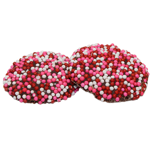 Dark Chocolate Valentine's Maxi Nonpareils 2 lb. Bulk Bag - Visit www.allcitycandy.com for great candy, service and delicious treats.
