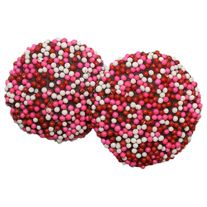 Dark Chocolate Valentine's Maxi Nonpareils 2 lb. Bulk Bag - Visit www.allcitycandy.com for great candy, service and delicious treats.
