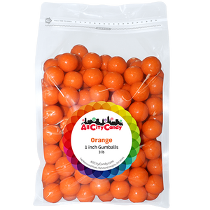All City Candy 1" Orange Gumballs Orange Flavor 3 lb. Bulk Bag - Visit www.allcitycandy.com for great candy and delicious treats!