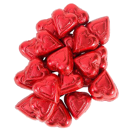 All City Candy Palmer Red Foiled Milk Chocolate Flavored Hearts - 3 LB Bulk Bag Bulk Wrapped R.M. Palmer Company For fresh candy and great service, visit www.allcitycandy.com