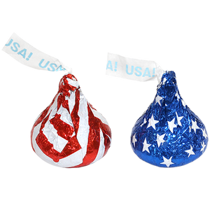 Hershey's Milk Chocolate Patriotic Foil Kisses 3.25 lb. Bulk Bag - Visit www.allcitycandy.com for great candy and delicious treats!
