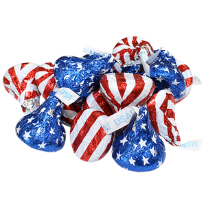 Hershey's Milk Chocolate Patriotic Foil Kisses 3.25 lb. Bulk Bag - Visit www.allcitycandy.com for great candy and delicious treats!