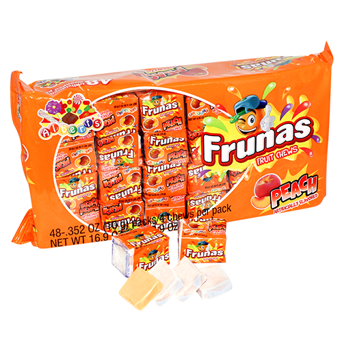 All City Candy Frunas Peach Fruit Chews - Pack of 48 Chewy Albert's Candy Default Title For fresh candy and great service, visit www.allcitycandy.com