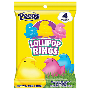 Peeps 4 pack Lollipop Rings 1.41 oz. Bag. They make for great Easter baskets   For fresh candy and great service, visit www.allcitycandy.com