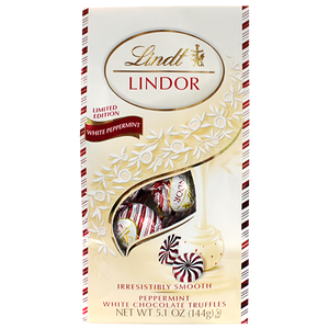 Lindt Lindor Peppermint White Chocolate Truffles 5.1 oz. Bag -For fresh candy and great service, visit www.allcitycandy.com