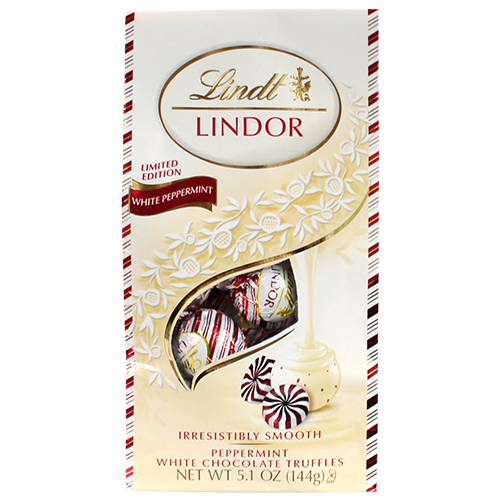 Lindt Lindor Peppermint White Chocolate Truffles 5.1 oz. Bag -For fresh candy and great service, visit www.allcitycandy.com