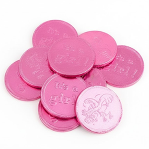 Gerrit's It's a Girl Milk Chocolate Coins 1 lb. Bulk Bag - Visit www.allcitycandy.com for great candy, service and delicious treats.