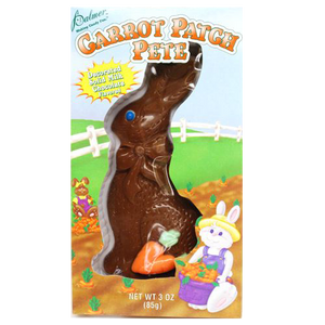 Palmer Carrot Patch Pete Solid Milk Chocolate Bunny 3 oz. - Visit www.allcitycandy.com for great candy, service and delicious treats.