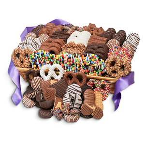 For fresh candy and great service, visit www.allcitycandy.com - Platinum Collection Gourmet Chocolate Covered Pretzel & Treat Gift Basket