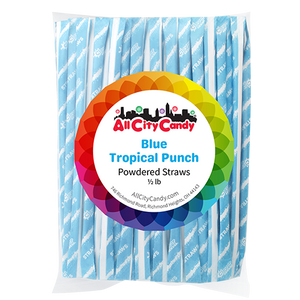 Powdered Candy Straws Blue Tropical Punch Bulk Bag - For fresh candy and great service, visit www.allcitycandy.com