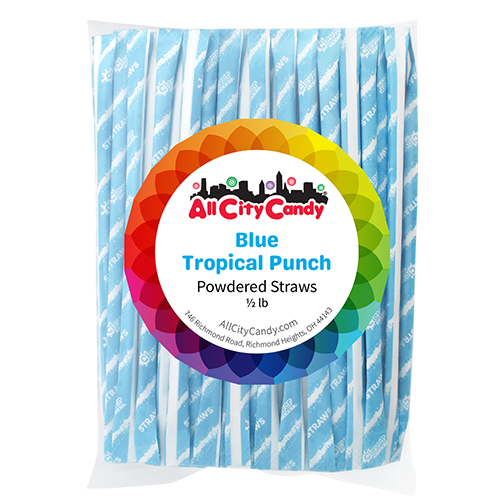 Powdered Candy Straws Blue Tropical Punch Bulk Bag - For fresh candy and great service, visit www.allcitycandy.com