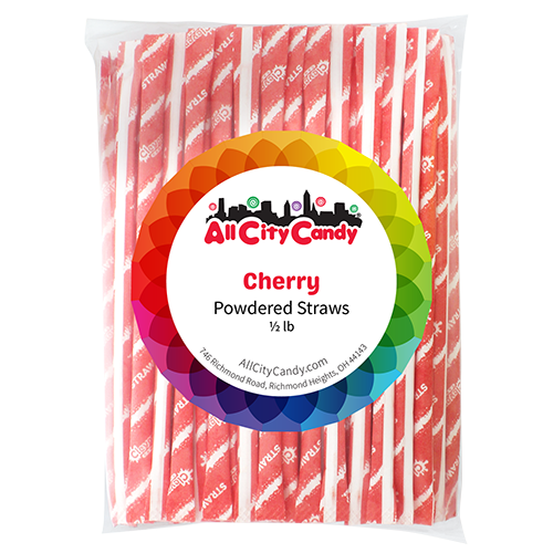 Powdered Candy Straws Cherry Bulk Bag - For fresh candy and great service, visit www.allcitycandy.com