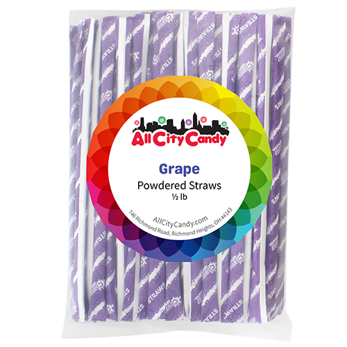 Powdered Candy Straws Grape Bulk Bag - For fresh candy and great service, visit www.allcitycandy.com