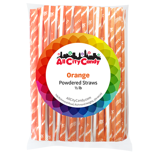 Powdered Candy Straw Orange Bulk Bag - For fresh candy and great service, visit www.allcitycandy.com