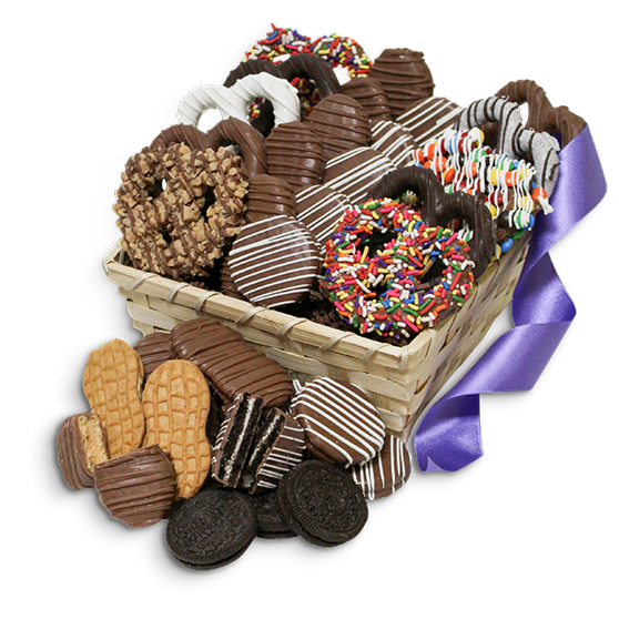 For fresh candy and great service, visit www.allcitycandy.com - Pretzel Party Gourmet Chocolate Covered Treats Gift Basket