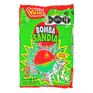 All City Candy Vero Bomba Sandia Pop 40 piece 600 g Bag- For fresh candy and great service, visit www.allcitycandy.com