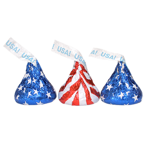 Hershey's Milk Chocolate Patriotic Foil Kisses 3.25 lb. Bulk Bag - Visit www.allcitycandy.com for great candy and delicious treats!