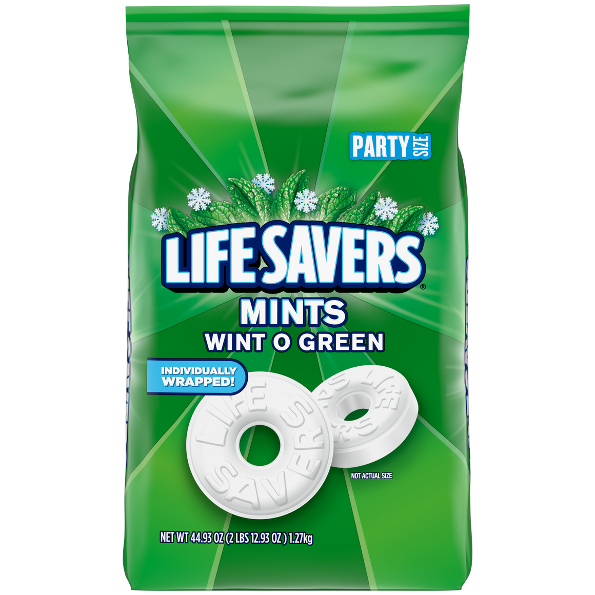 Lifesavers Wint O Green Mints 44.93 oz. Bag Party Size - For fresh candy and great service, visit www.allcitycandy.com