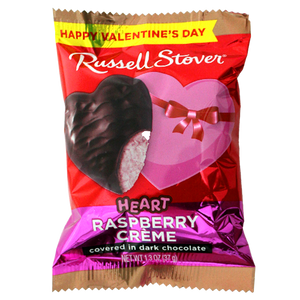 For fresh candy and great service, visit www.allcitycandy.com - Russell Stover Dark Chocolate Raspberry Creme Heart 1.3 oz.