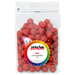 All City Candy 1" Red Gumballs Cherry 3 lb. Bulk Bag - Visit www.allcitycandy.com for great candy and delicious treats! 