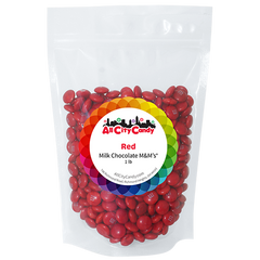 M&M Milk Chocolate Red 1 lb. Bulk Bag - All City Candy