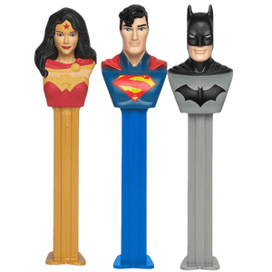 PEZ DC Comics Justice League Collection Candy Dispenser - 1 Piece Blister Pack - Visit www.allcitycandy.com for great candy, service and delicious treats.