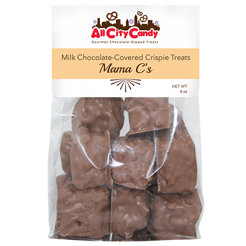 All City Candy's Chocolate Covered Rice Krispies Bites - 8 oz Package - For fresh candy and great service, visit www.allcitycandy.com