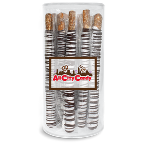 Cookies 'n' Cream Hand Dipped Pretzel Rods 12 pc. Tube - Visit www.allcitycandy.com for great candy, service and delicious treats.