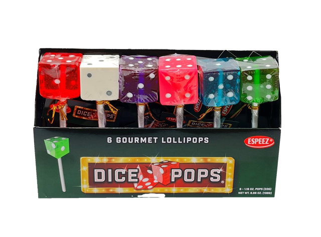 Dice Pops Assorted 6 Count Gift Box - For fresh candy and great service, visit www.allcitycandy.com