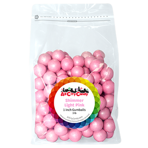 All City Candy 1" Shimmer Light Pink Gumballs Tutti Frutti 3 lb Bulk Bag - Visit www.allcitycandy.com for delicious treats and great candy!