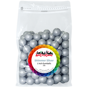 All City Candy 1" Shimmer Silver Gumballs Tutti Frutti 3 lb Bulk Bag - Visit www.allcitycandy.com for great candy and delicious treats!