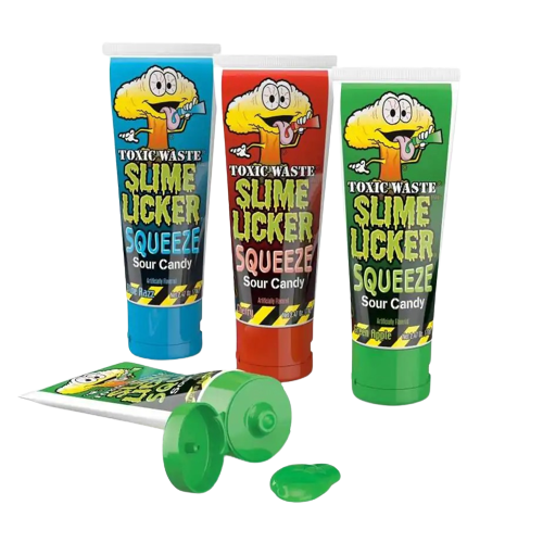 All City Candy Toxic Waste Slime Licker Squeeze Candy 2.47 oz. Tube Sour Candy Dynamics For fresh candy and great service, visit www.allcitycandy.com