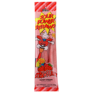 All City Candy Sour Power Strawberry Candy Straws - 1.75-oz. Pack Sour Dorval Trading 1 Package For fresh candy and great service, visit www.allcitycandy.com
