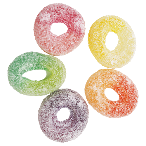 Albanese Sour Mini Pucker Rings 4.5 lb. Bulk bag - Visit www.allcitycandy.com for great candy, service and delicious treats.