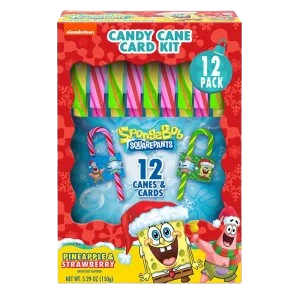 Spongebob Squarepants Candy Cane Card Kit 12 Count 5.29 oz. Box