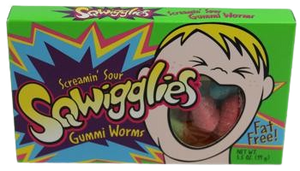 All City Candy Screamin' Sour Sqwigglies Gummi Worms - 3.5-oz. Theater Box Theater Boxes Taste of Nature Inc. For fresh candy and great service, visit www.allcitycandy.com