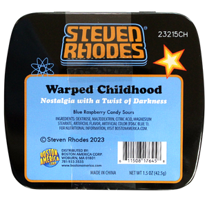 Steven Rhodes Warped Childhood Blue Raspberry Candy 1.5 oz. Tin - For fresh candy and great service, visit www.allcitycandy.com