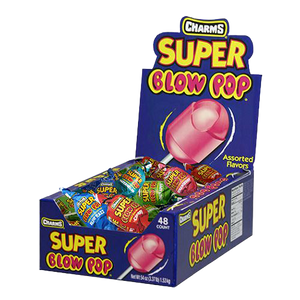 All City Candy Charms Assorted Super Blow Pops - Case of 48 Lollipops & Suckers Charms Candy (Tootsie) For fresh candy and great service, visit www.allcitycandy.com