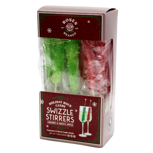 For fresh candy and great service, visit www.allcitycandy.com - Rose's Brands Holiday Rock Candy Swizzle Stirrers 7.2 oz. Box