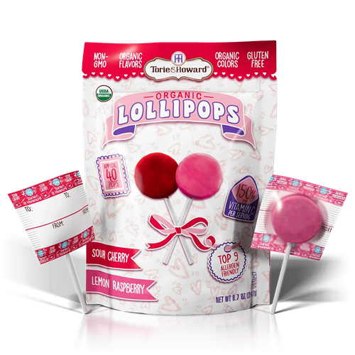 Torie & Howard Organic Valentines Lollipops 40 Count 8.7 oz. Bag